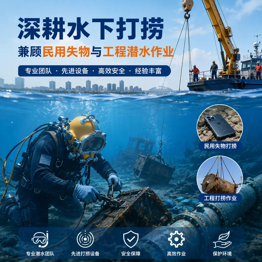 深耕水下打捞，兼顾民用失物与工程潜水作业荆门